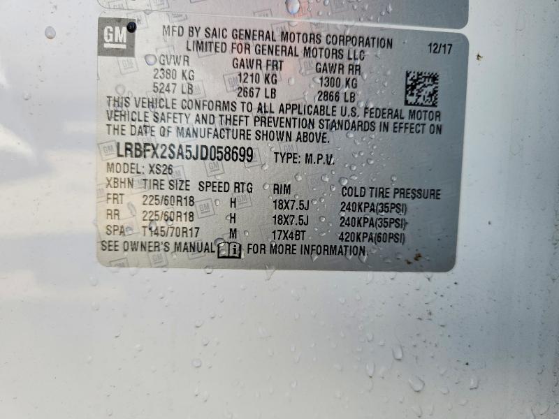 Aukcja sprzedaży 2018 Buick Envision, vin: LRBFX2SA5JD058699, numer aukcji: 53802986