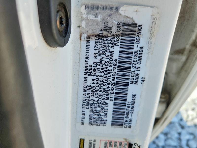 53871546 :رقم المزاد ، 2T1BR32E94C318655 vin ، 2004 Toyota Corolla مزاد بيع