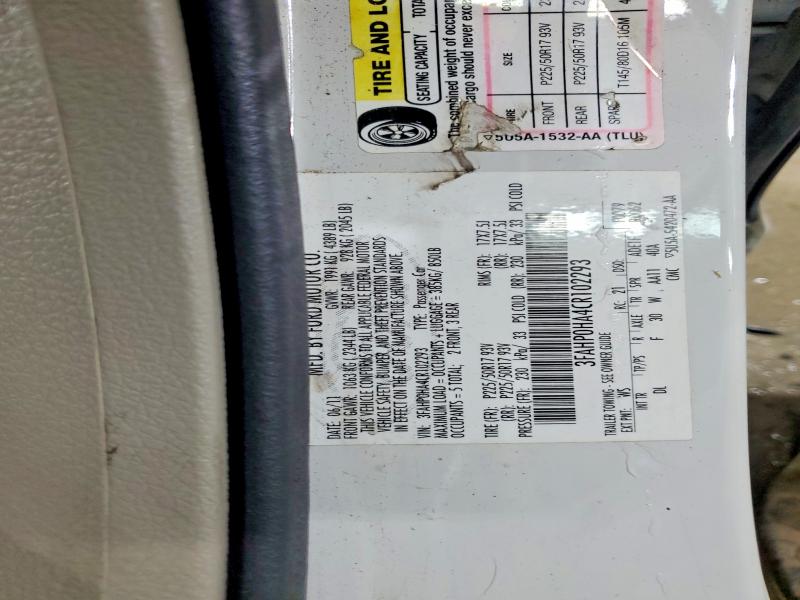Aukcja sprzedaży 2012 Ford Fusion, vin: 3FAHP0HA4CR102293, numer aukcji: 52658676