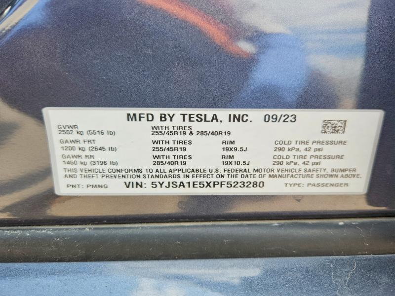 Aukcja sprzedaży 2023 Tesla Model S, vin: 5YJSA1E5XPF523280, numer aukcji: 53622026