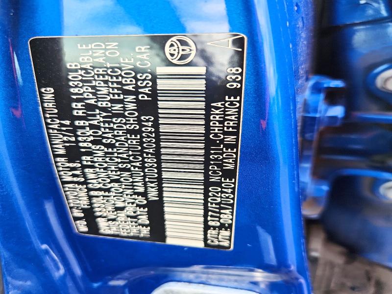 54809916 :رقم المزاد ، VNKKTUD36FA032943 vin ، 2015 Toyota Yaris مزاد بيع