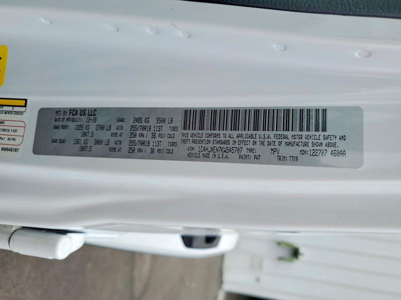 2019 Jeep Wrangler Unlimited მანქანა იყიდება აუქციონზე, vin: 1C4HJXEN7KW545707, აუქციონის ნომერი: 51820266