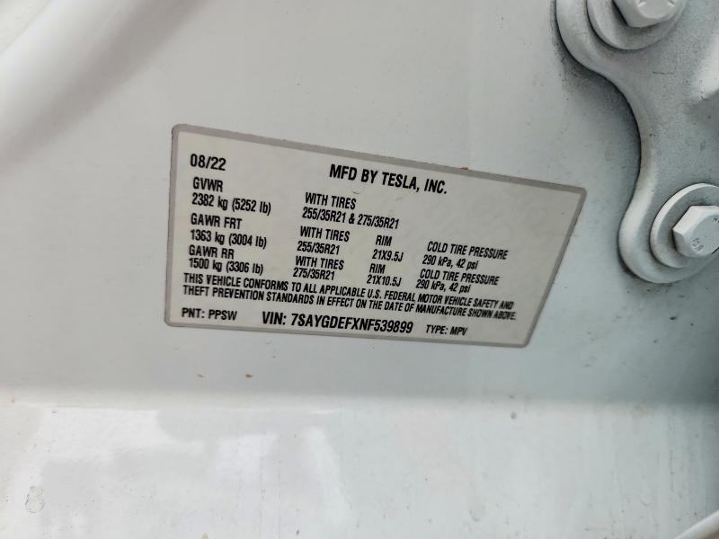 Продаж на аукціоні авто 2022 Tesla Model Y, vin: 7SAYGDEFXNF539899, номер лоту: 53772946