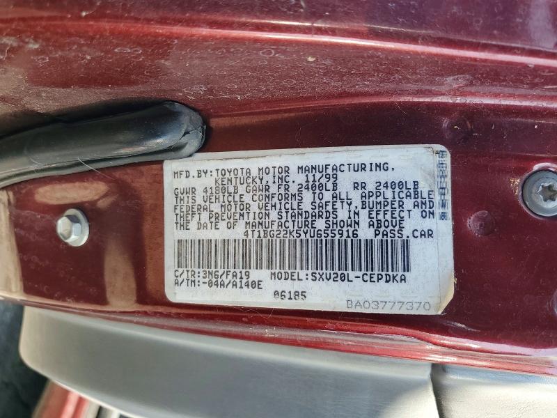 53105616 :رقم المزاد ، 4T1BG22K5YU655916 vin ، 2000 Toyota Camry مزاد بيع