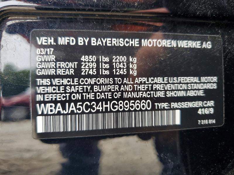 Aukcja sprzedaży 2017 Bmw 530, vin: WBAJA5C34HG895660, numer aukcji: 52238766