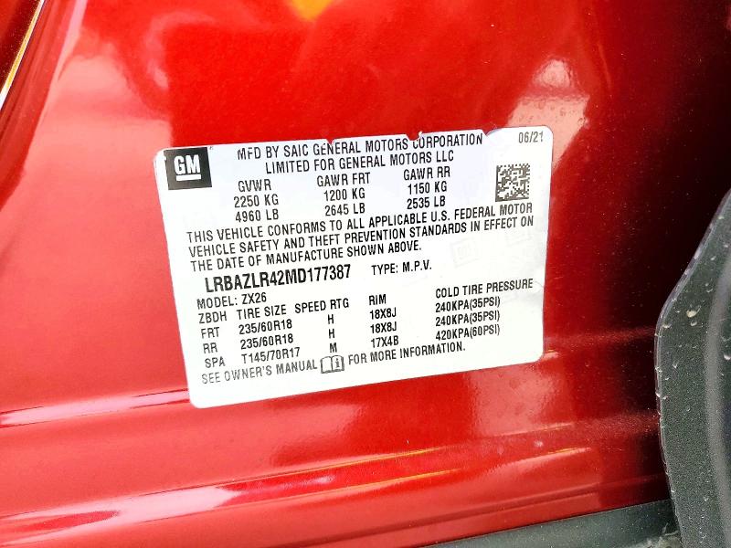 Продажа на аукционе авто 2021 Buick Envision, vin: LRBAZLR42MD177387, номер лота: 53854066