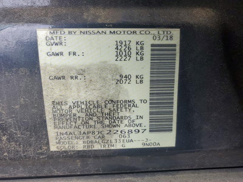 Aukcja sprzedaży 2018 Nissan Altima, vin: 1N4AL3AP8JC226897, numer aukcji: 53339836