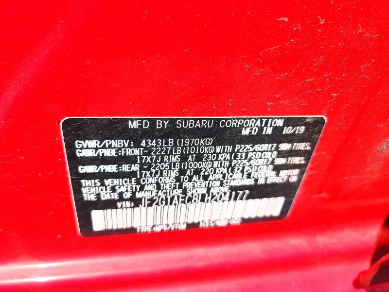 Продажа на аукционе авто 2020 Subaru Crosstrek, vin: JF2GTAEC8LH204177, номер лота: 54097956