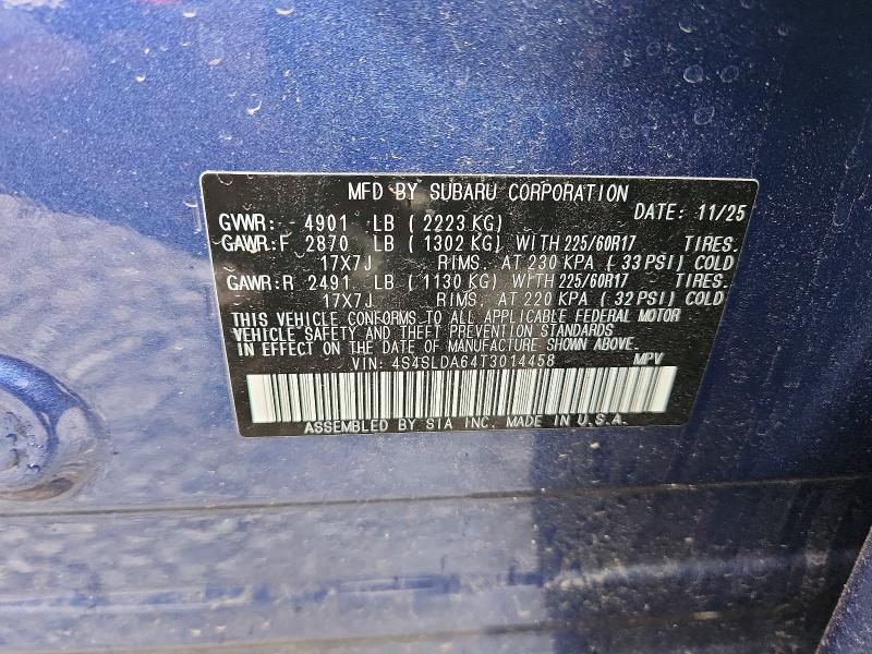 2026 Subaru Forester მანქანა იყიდება აუქციონზე, vin: 4S4SLDA64T3014458, აუქციონის ნომერი: 55092946