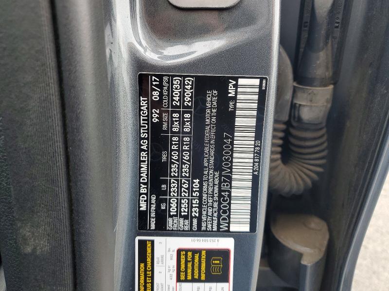 2018 Mercedes-benz Glc მანქანა იყიდება აუქციონზე, vin: WDC0G4JB7JV030047, აუქციონის ნომერი: 52513386