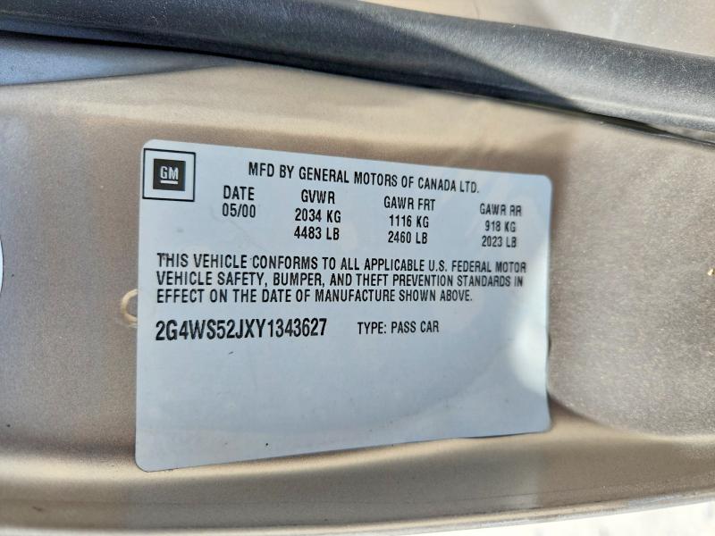Продаж на аукціоні авто 2000 Buick Century, vin: 2G4WS52JXY1343627, номер лоту: 53352116