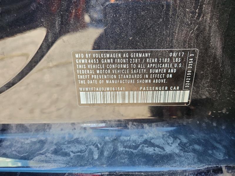 52314176 :رقم المزاد ، WVWVF7AU0JW061541 vin ، 2018 Volkswagen Golf R مزاد بيع