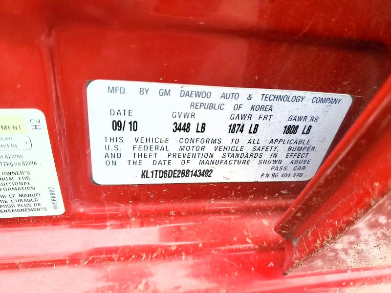 Продажа на аукционе авто 2011 Chevrolet Aveo, vin: KL1TD6DE2BB143492, номер лота: 54078936