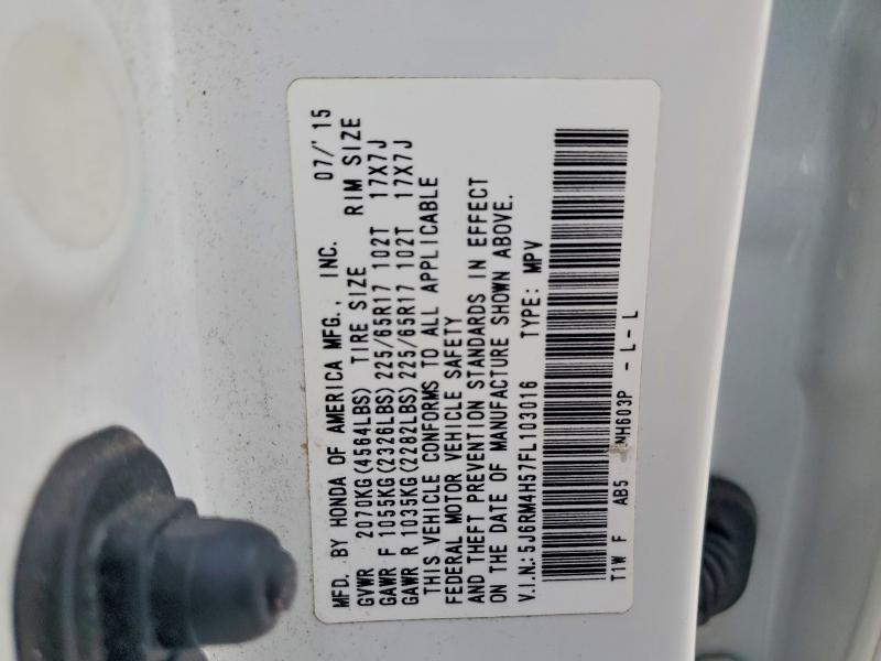 Продаж на аукціоні авто 2015 Honda Cr-v, vin: 5J6RM4H57FL103016, номер лоту: 55077886