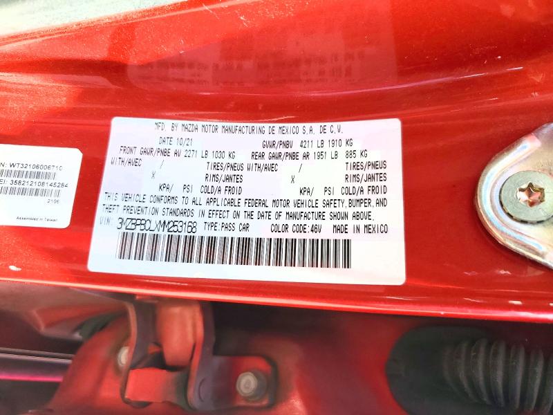 Продажа на аукционе авто 2021 Mazda 3, vin: 3MZBPBCLXMM253168, номер лота: 54696826