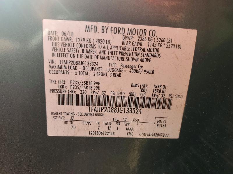 53190826 :رقم المزاد ، 1FAHP2D88JG133324 vin ، 2018 Ford Taurus مزاد بيع