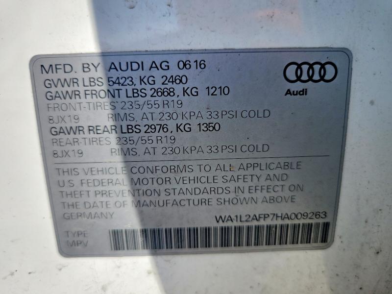 Продажа на аукционе авто 2017 Audi Q5, vin: WA1L2AFP7HA009263, номер лота: 55105366