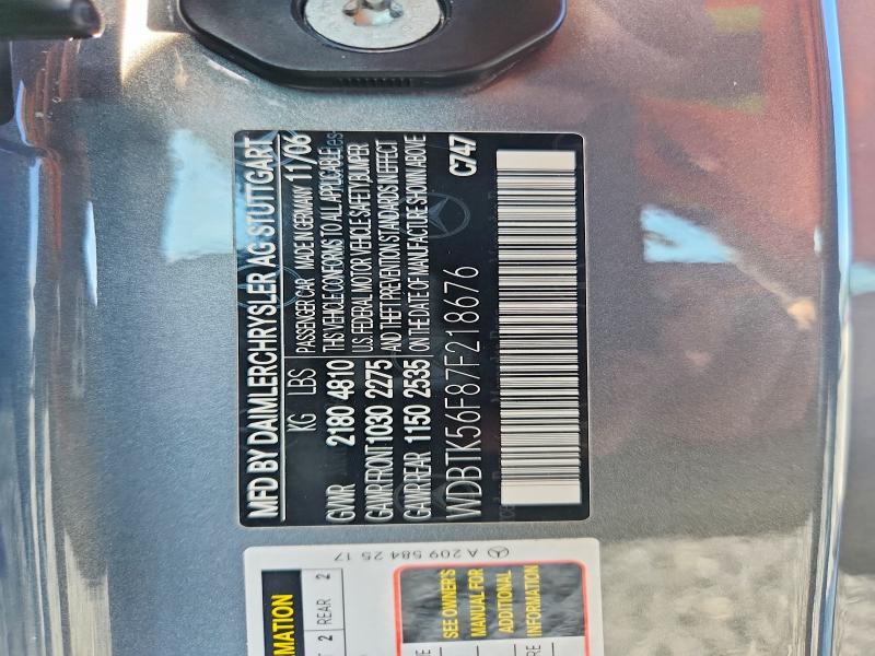 Aukcja sprzedaży 2007 Mercedes-benz Clk, vin: WDBTK56F87F218676, numer aukcji: 55049286