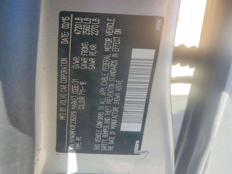 Aukcja sprzedaży 2015 Volvo S60, vin: YV140MFKXF2360918, numer aukcji: 54334306