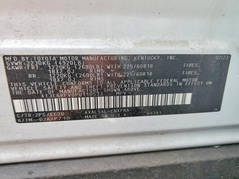 Продаж на аукціоні авто 2023 Toyota Rav4, vin: 4T3E6RFV0PU110533, номер лоту: 55191646
