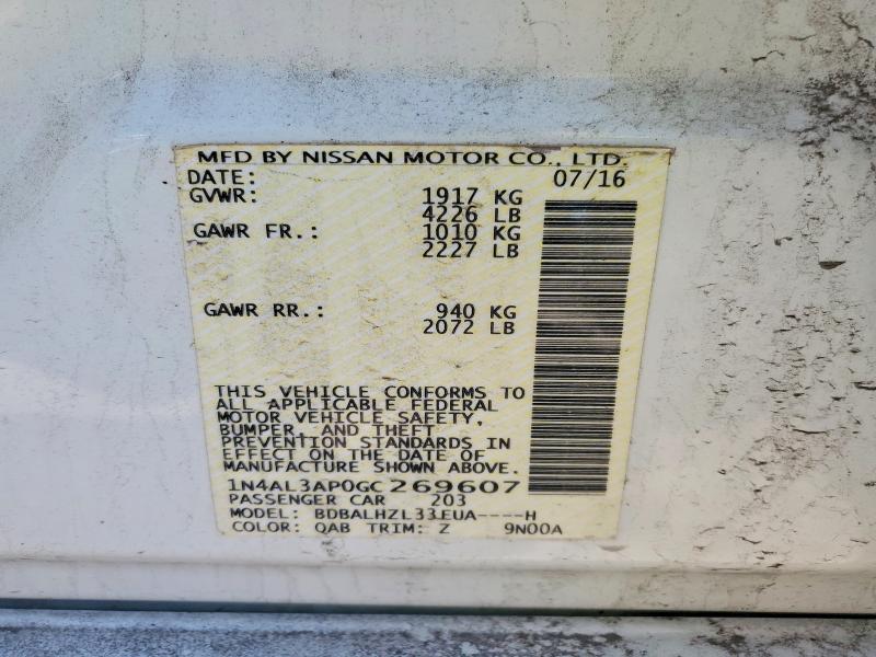 52766036 :رقم المزاد ، 1N4AL3AP0GC269607 vin ، 2016 Nissan Altima مزاد بيع
