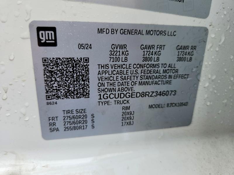 Продаж на аукціоні авто 2024 Chevrolet Silverado, vin: 1GCUDGED8RZ346073, номер лоту: 55360896