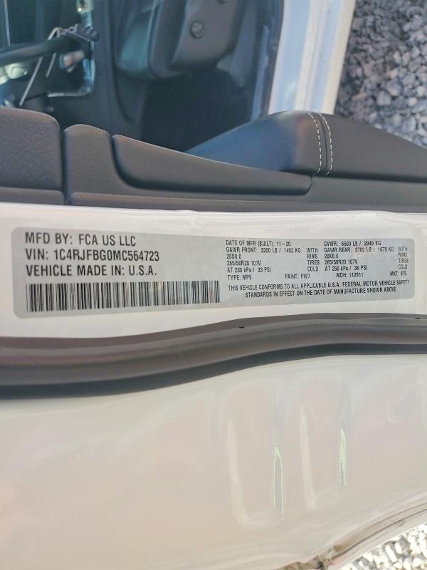 Aukcja sprzedaży 2021 Jeep Grand Cherokee, vin: 1C4RJFBG0MC564723, numer aukcji: 53122886