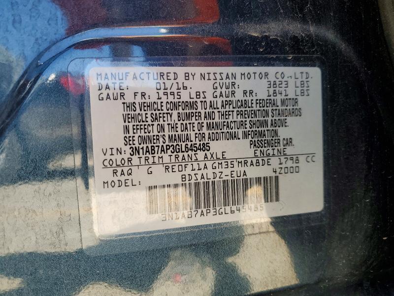 Продажа на аукционе авто 2016 Nissan Sentra, vin: 3N1AB7AP3GL645485, номер лота: 52971026
