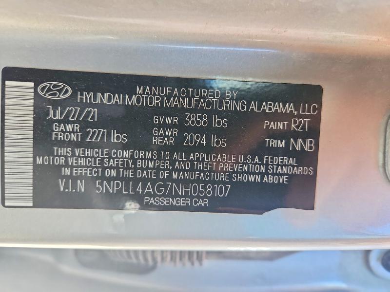 Продаж на аукціоні авто 2022 Hyundai Elantra, vin: 5NPLL4AG7NH058107, номер лоту: 52475346