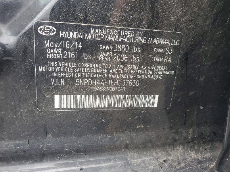 Продажа на аукционе авто 2014 Hyundai Elantra, vin: 5NPDH4AE1EH537630, номер лота: 54482706