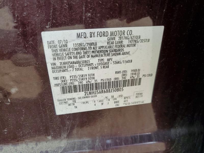 55032856 :رقم المزاد ، 2LMHJ5AR6BBJ50805 vin ، 2011 Lincoln Mkt مزاد بيع