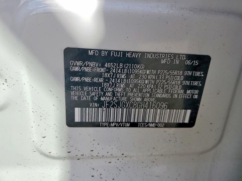 Продаж на аукціоні авто 2016 Subaru Forester, vin: JF2SJGXC8GH416096, номер лоту: 51881706