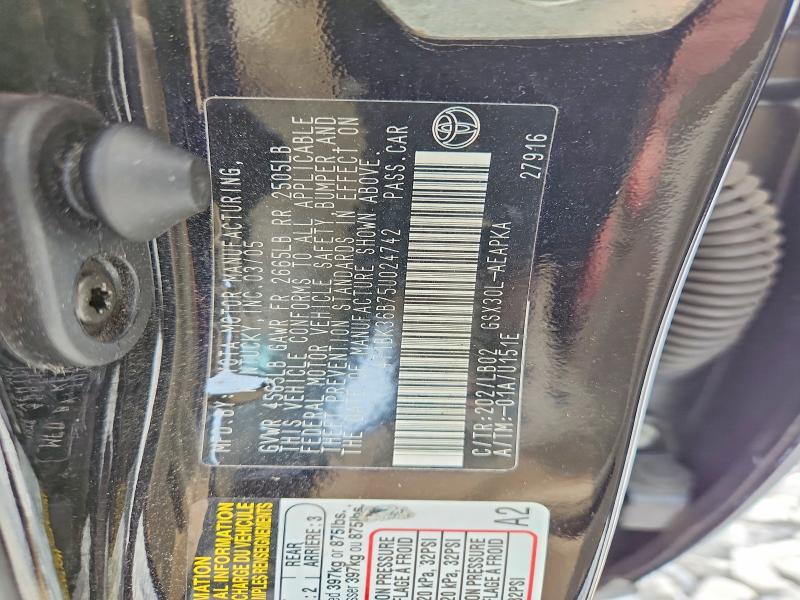 53342086 :رقم المزاد ، 4T1BK36B75U024742 vin ، 2005 Toyota Avalon مزاد بيع