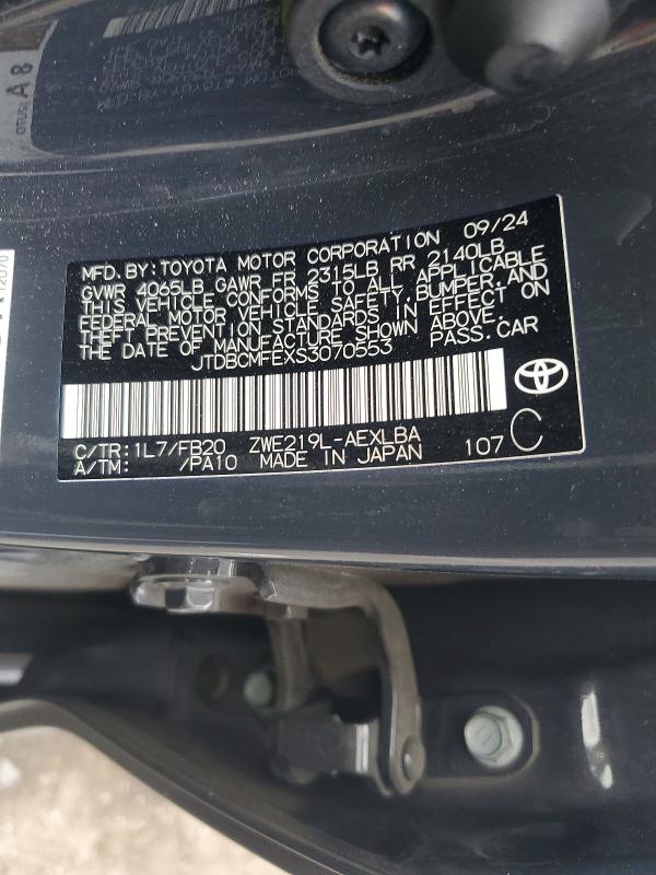 Aukcja sprzedaży 2025 Toyota Corolla Hybrid, vin: JTDBCMFEXS3070553, numer aukcji: 54546536