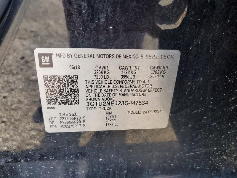Aukcja sprzedaży 2018 Gmc Sierra, vin: 3GTU2NEJ2JG447534, numer aukcji: 54625036