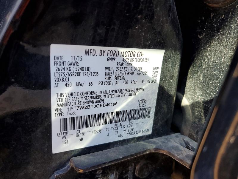2016 Ford F250 მანქანა იყიდება აუქციონზე, vin: 1FT7W2BT0GEB49196, აუქციონის ნომერი: 52990286