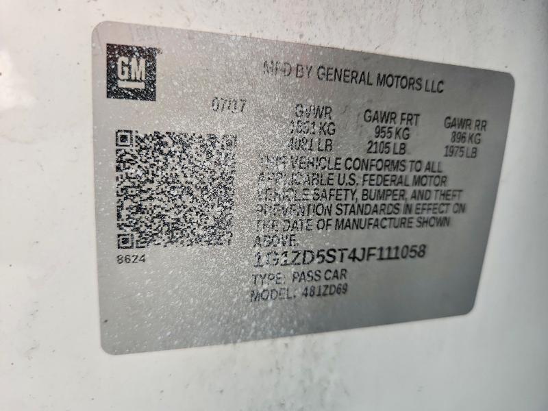 2018 Chevrolet Malibu მანქანა იყიდება აუქციონზე, vin: 1G1ZD5ST4JF111058, აუქციონის ნომერი: 55080116