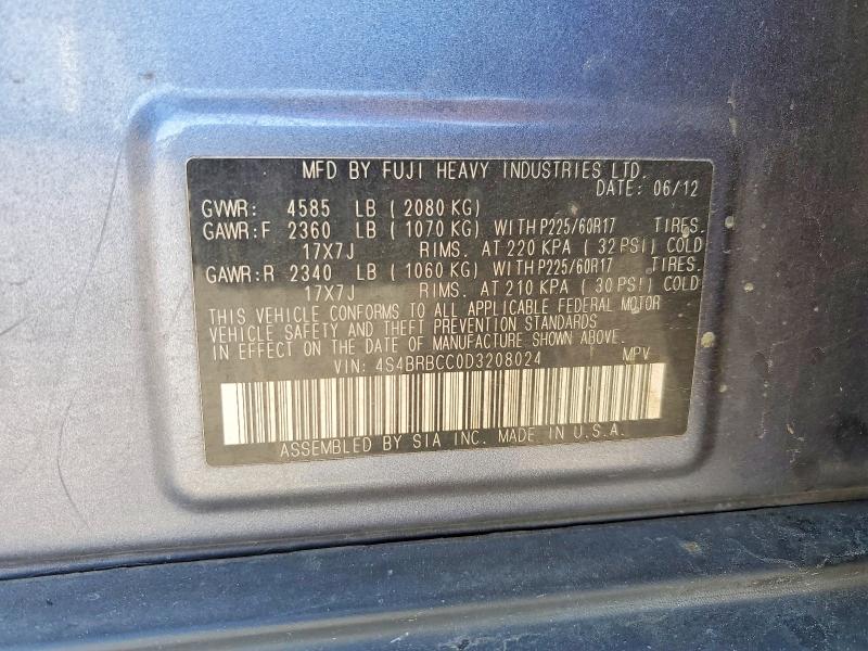 Aukcja sprzedaży 2013 Subaru Outback, vin: 4S4BRBCC0D3208024, numer aukcji: 52343836