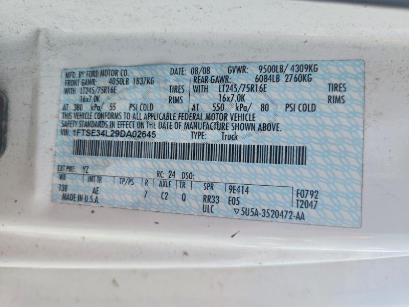 2009 Ford Econoline მანქანა იყიდება აუქციონზე, vin: 1FTSE34L29DA02645, აუქციონის ნომერი: 52497406