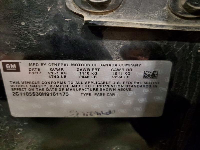 Продаж на аукціоні авто 2017 Chevrolet Impala, vin: 2G1105S30H9161175, номер лоту: 53631816