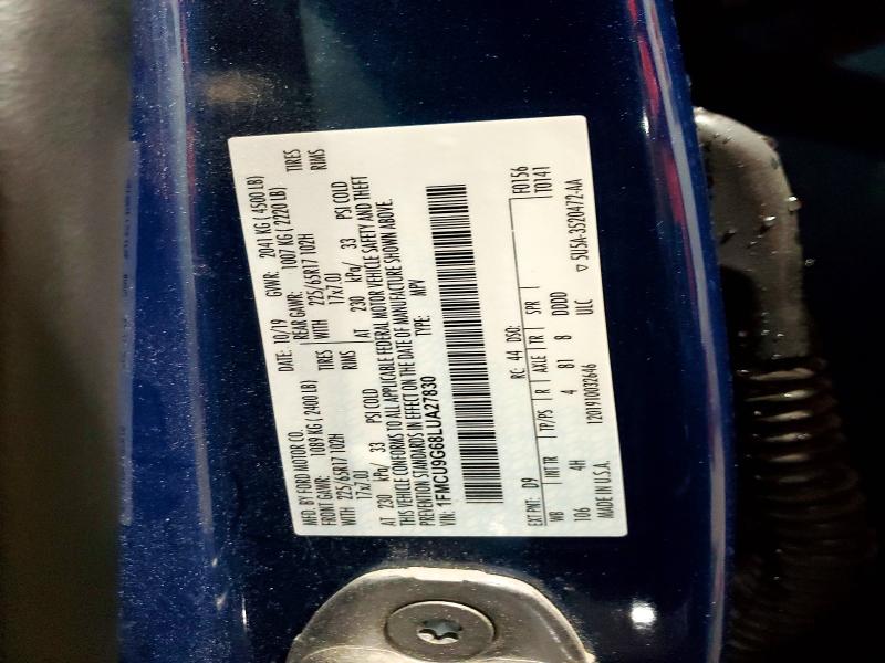 Aukcja sprzedaży 2020 Ford Escape, vin: 1FMCU9G68LUA27830, numer aukcji: 54804496