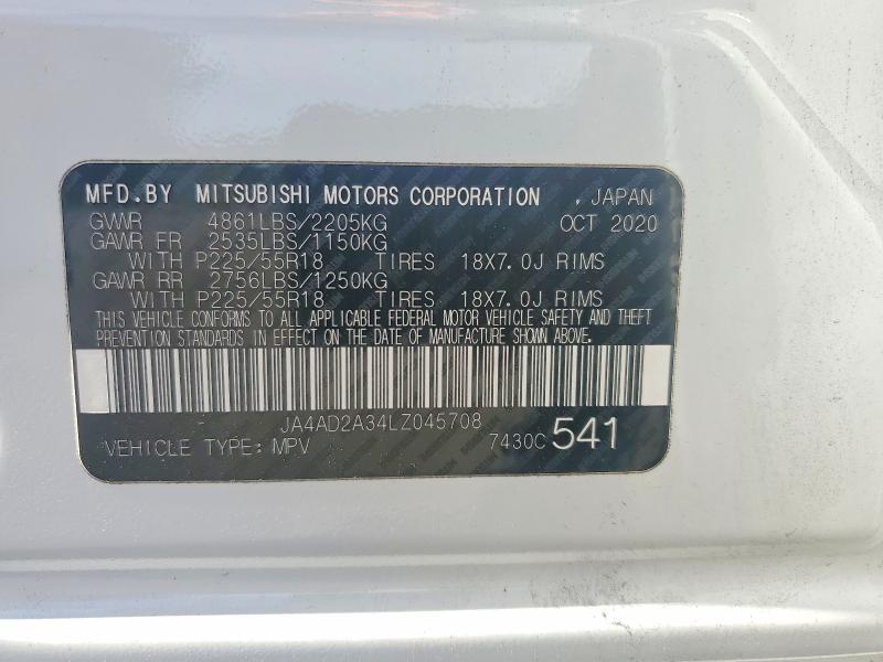 Продаж на аукціоні авто 2020 Mitsubishi Outlander, vin: JA4AD2A34LZ045708, номер лоту: 52666236