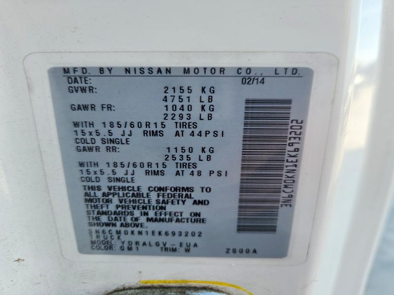Продажа на аукционе авто 2014 Nissan Nv200, vin: 3N6CM0KN1EK693202, номер лота: 51994756