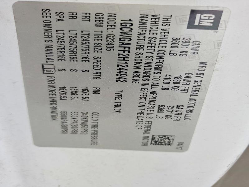 Продажа на аукционе авто 2017 Chevrolet Express G2500, vin: 1GCWGAFF2H1244942, номер лота: 53448246