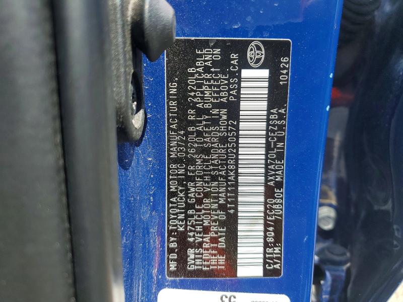 Продаж на аукціоні авто 2024 Toyota Camry, vin: 4T1T11AK8RU250572, номер лоту: 53983116