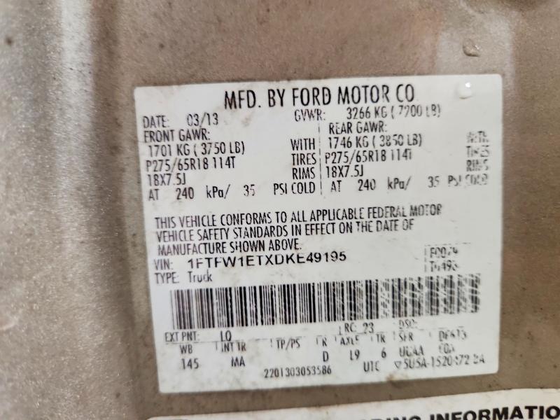 Продажа на аукционе авто 2013 Ford F150, vin: 1FTFW1ETXDKE49195, номер лота: 54999596