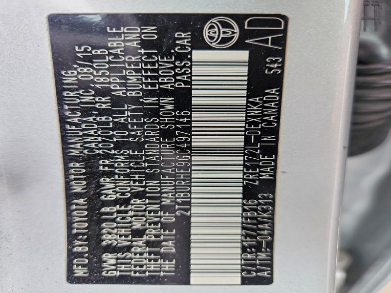 52829076 :رقم المزاد ، 2T1BURHE9GC497146 vin ، 2016 Toyota Corolla مزاد بيع