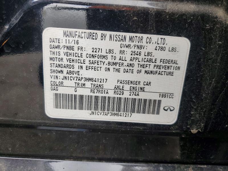 Aukcja sprzedaży 2017 Infiniti Q50, vin: JN1CV7AP3HM641217, numer aukcji: 55402716