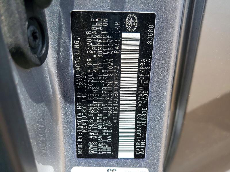 2024 Toyota Camry მანქანა იყიდება აუქციონზე, vin: 4T1K61AK5RU906272, აუქციონის ნომერი: 55280926