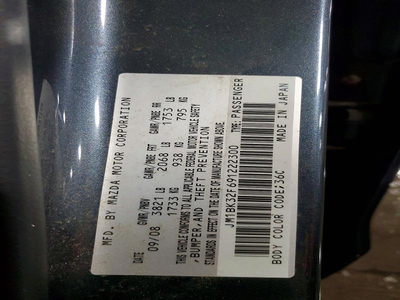Aukcja sprzedaży 2009 Mazda 3, vin: JM1BK32F691222300, numer aukcji: 53568206